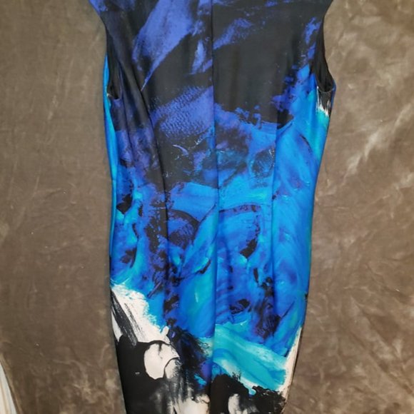 Donna Ricco New York Black/Blue Multi Dress  Size 16 - Picture 4 of 4